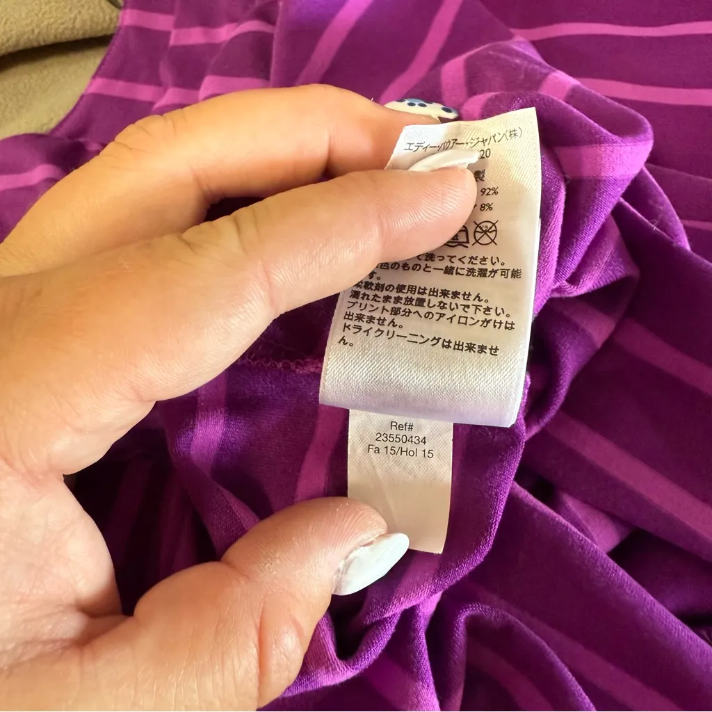 Eddie Bauer V-Neck Stretch Fit and Flare Purple Stripe Dress Travex Athleisure S - Image 7