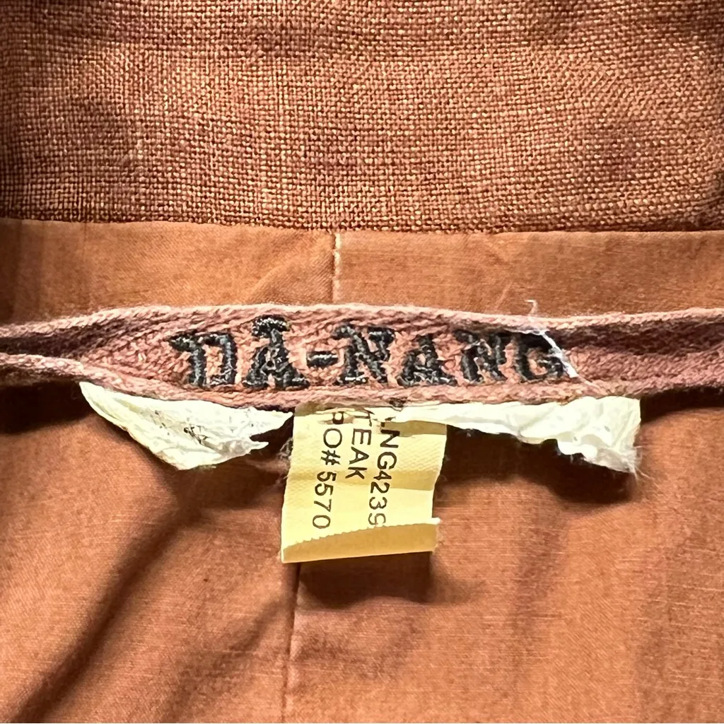 Da Nang Womens Handpainted Military Jacket Size S Floral Hand Painted Utility Orange - Image 11