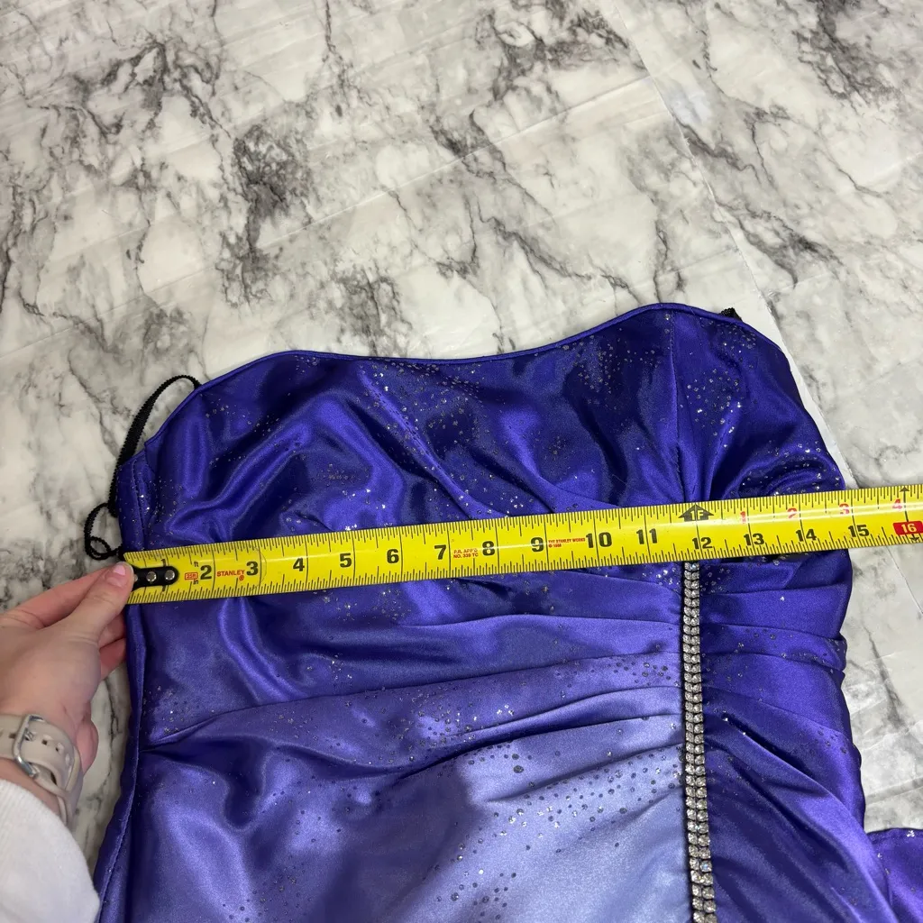 DEB Y2K Purple Prom Gown Ombré Lavender Rhinestone size 9/10 strapless - Image 5