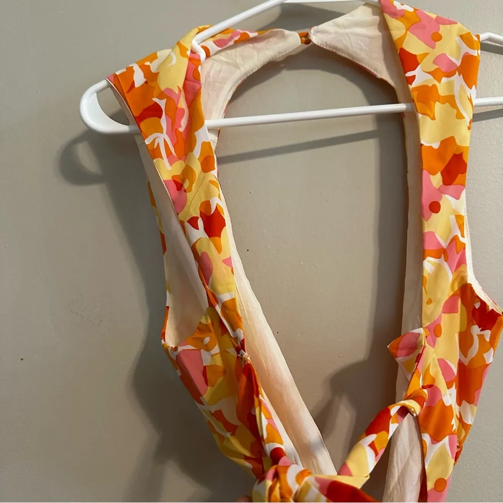 Fortunate One Frosted Love Maxi Dress Pink Orange Flowy Backless Vacation Sz L Size L - Image 8