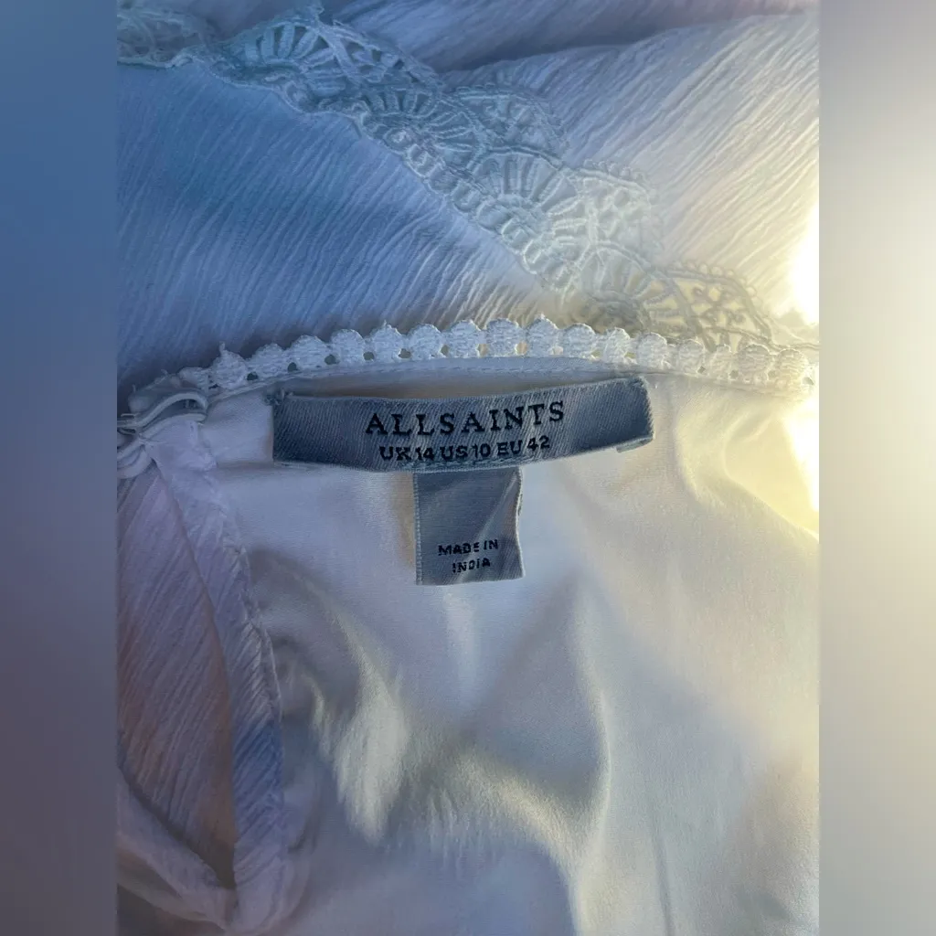 NWOT All Saints Zora Dress size 10 white, ruffles, long sleeve, bohemian, bridal - Image 11