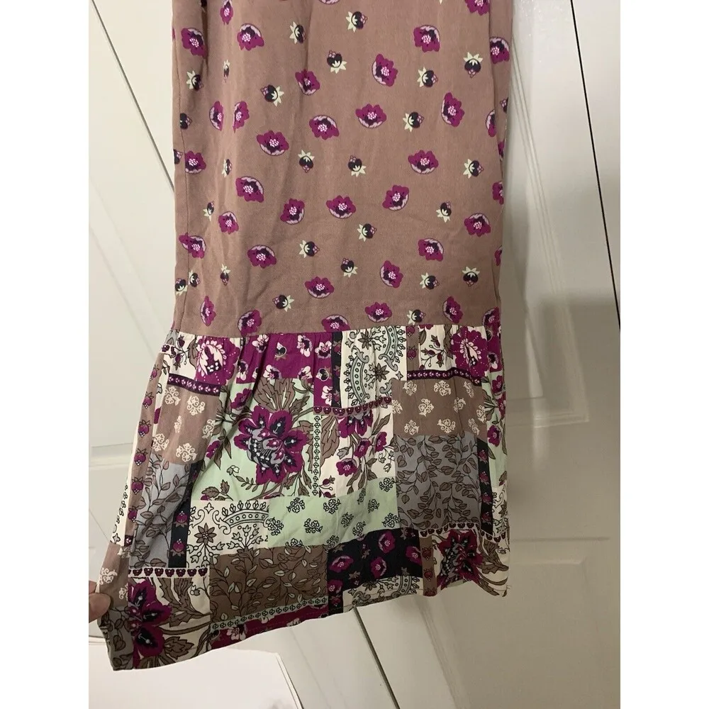 Cato Est. 1946 Boho Hippie Floral Wide Leg Patchwork Print Ruffled Flare Hem Pants L - Image 4
