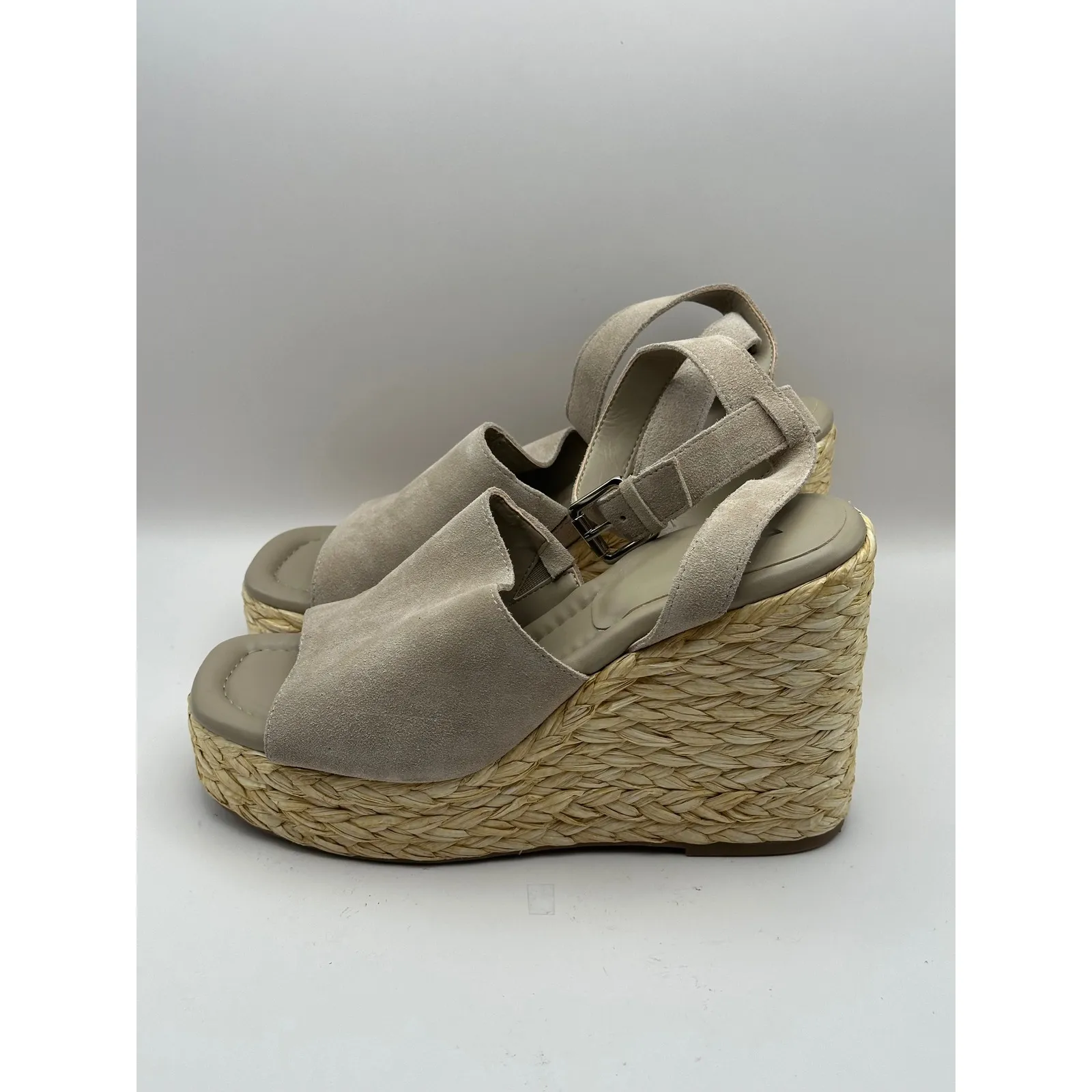 Marc Fisher‎ LTD Nelly Suede Espadrille Wedge Sandals Ankle Strap Size 9.5 - Image 3