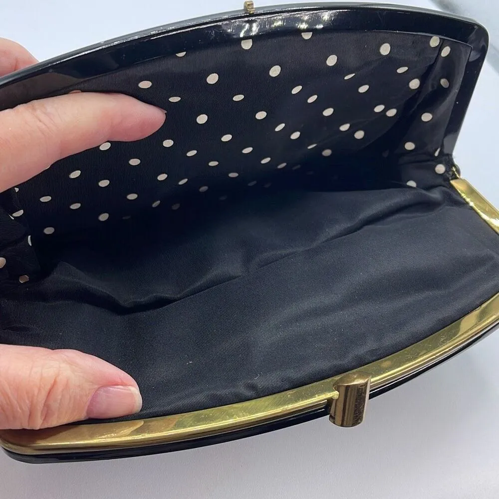 Vintage G.D.K. faux black patent leather two sided clutch - Image 7