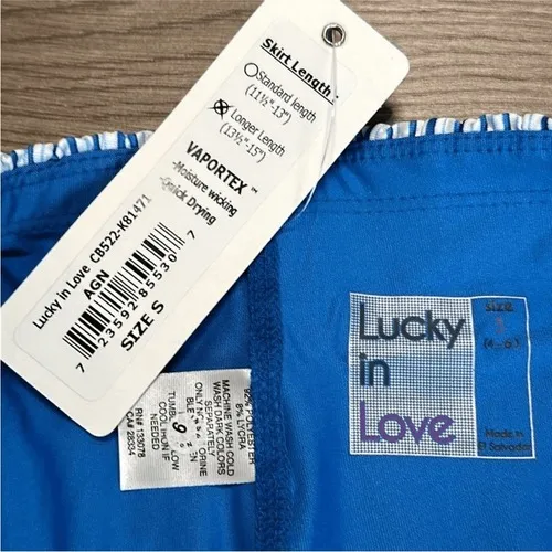 Lucky In Love 14" Paradise Smocked High Waist Blue Print Tennis Skirt Size Small - Image 10