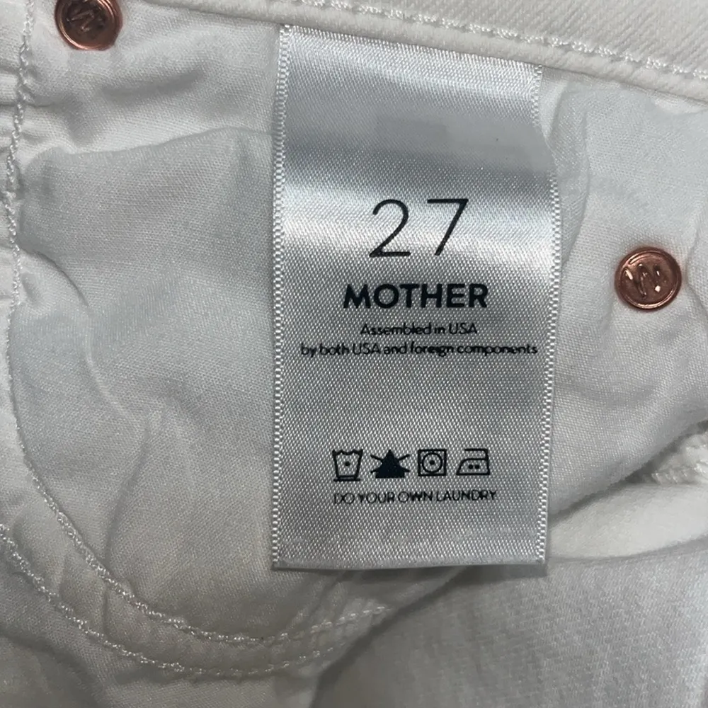 Mother Pony Boy Fray Cuffed Straight Leg Jeans Stayin’ Alive White 27 - Image 10