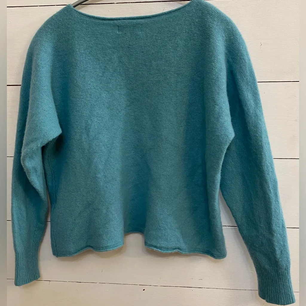 Bianco & Blu Italy Women’s Size Medium Aqua Wool/Cashmere Blend‎ Sweater Blue - Image 4
