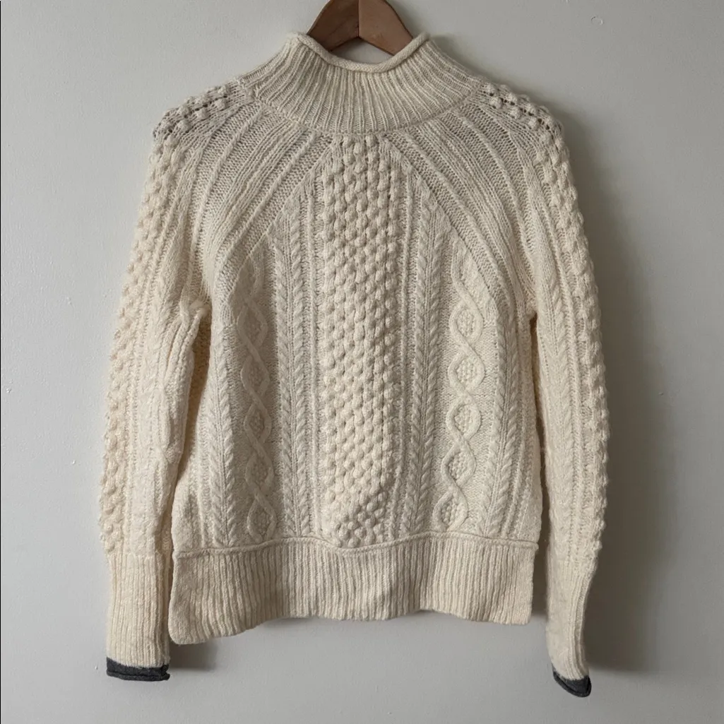 Alex Mill XS Camil Cream Cable Knit Turtleneck Sweater White - Image 10