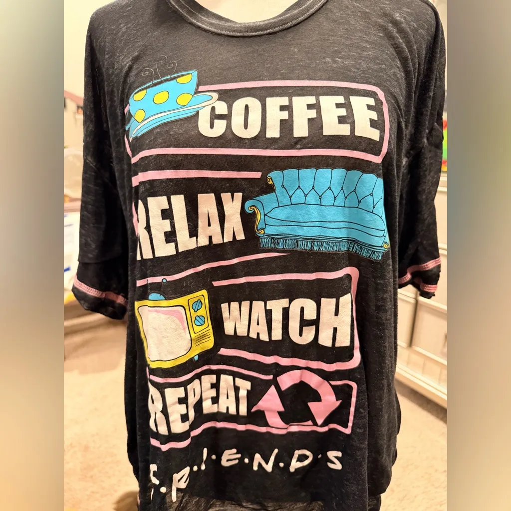 FRIENDS Black Coffee, Relax, Watch, Repeat Size XL - Image 3