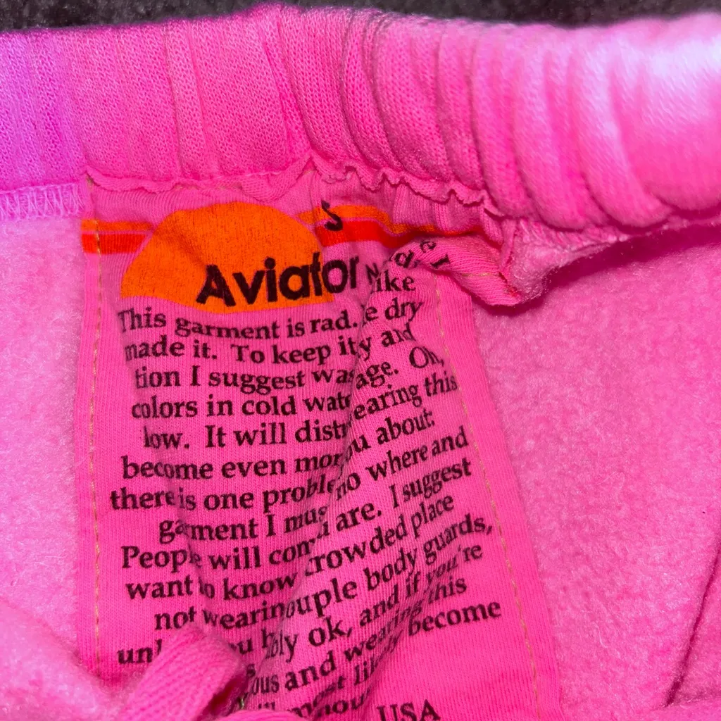 Aviator Nation X Soulcycle Neon Pink Logo Sweatpants NWT small - Image 4