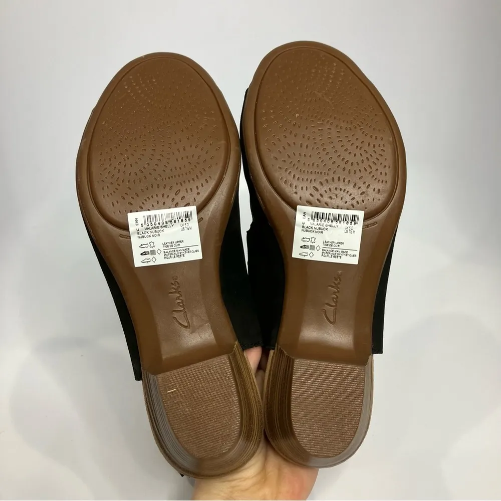Clarks Valerie Shelly heeled sandals black leather open toe‎ women’s size 7.5 - Image 6