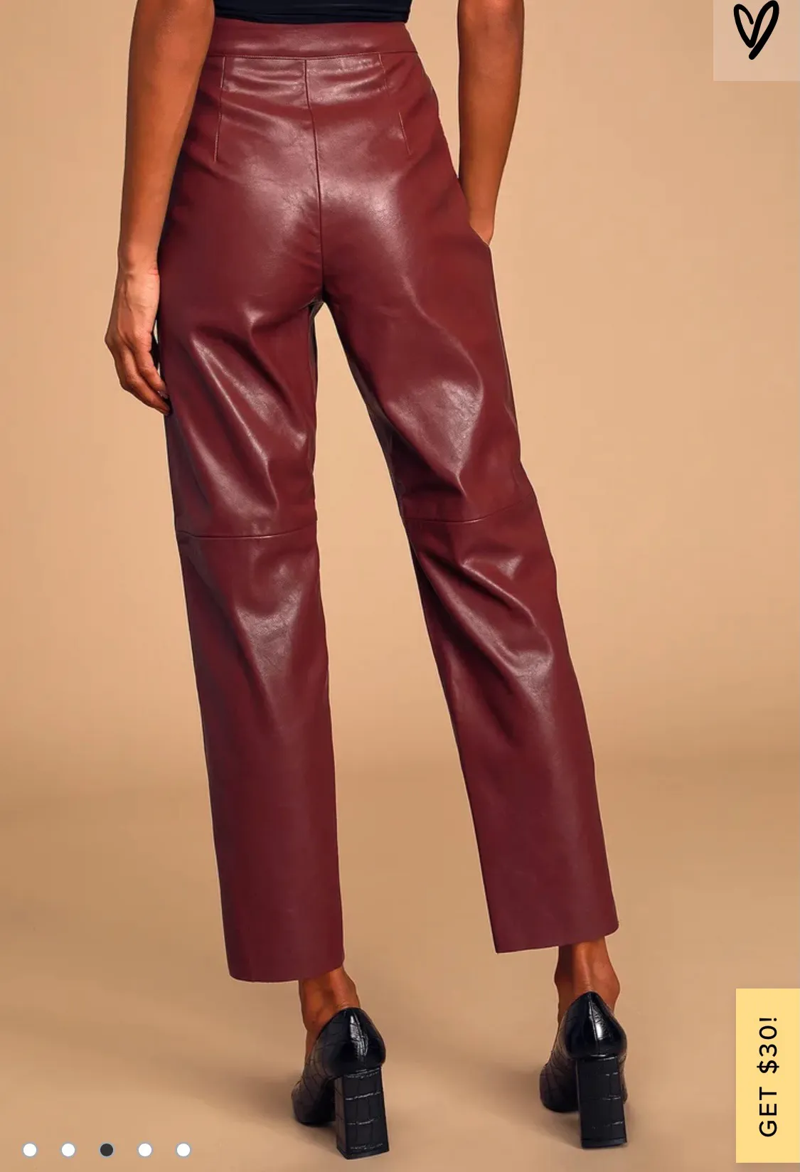 Lulus Burgundy Leather Pants - Image 3