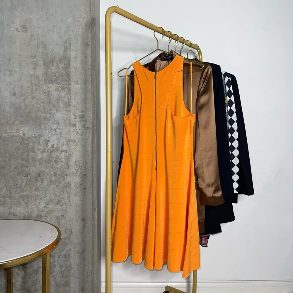 New Ted Baker Orange Salny Stretch Knit Fit + Flare Sleeveless Mini Dress - Image 11