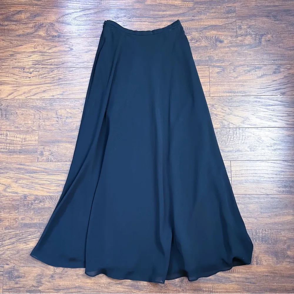 Adrianna Papell • black georgette maxi skirt a line flowy formal floor length - Image 9