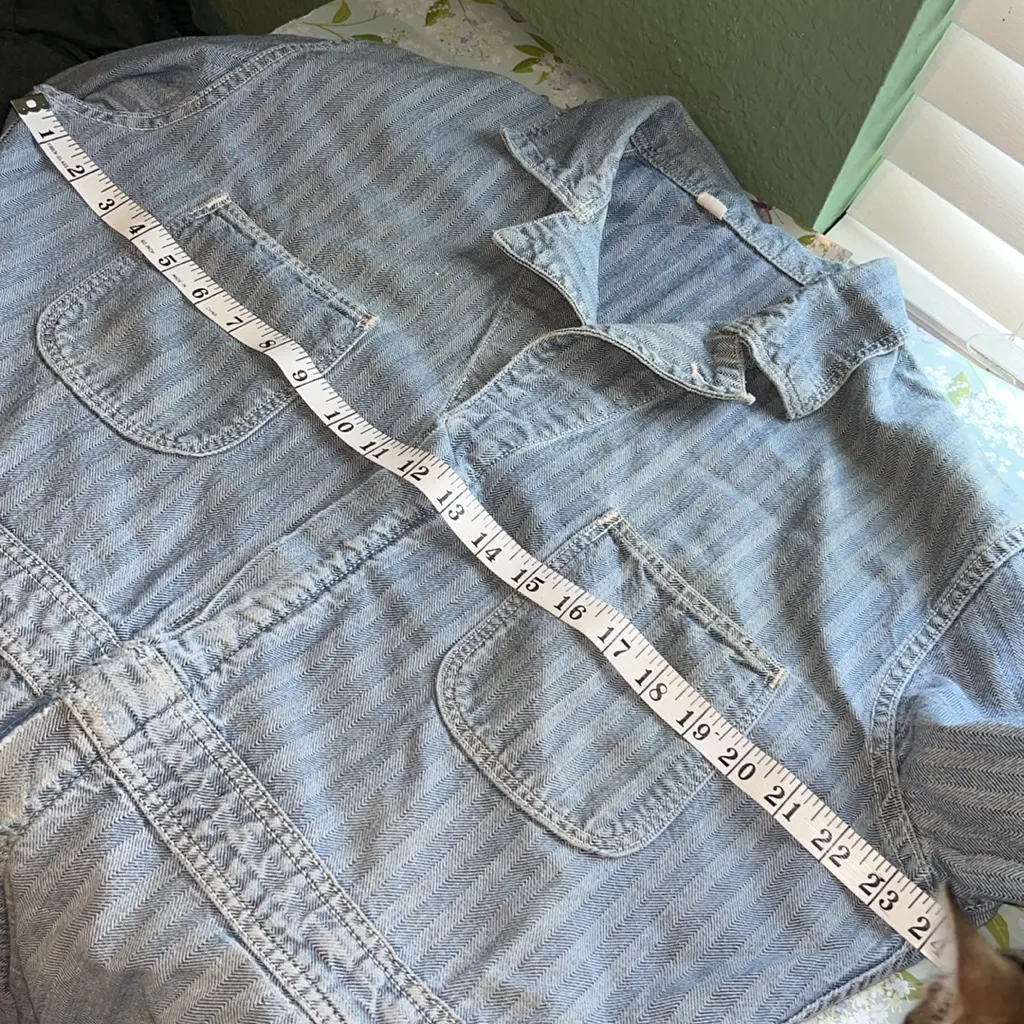 Vintage Denim coveralls vintage striped denim overalls, herringbone denim chore Blue Size XL - Image 13