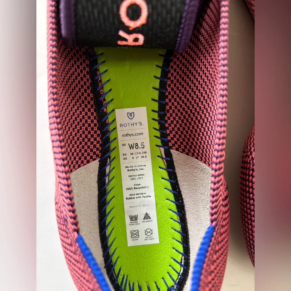 Rothy's The Point Optic Rose double stitch pointy Flats shoes size 8.5 - Image 7