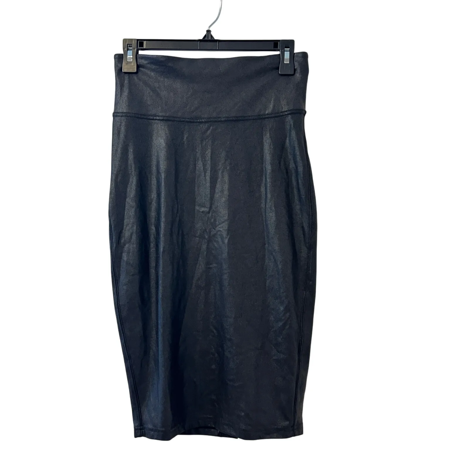 Spanx Faux Leather Tummy Control Pencil Skirt Black- Large - Image 3