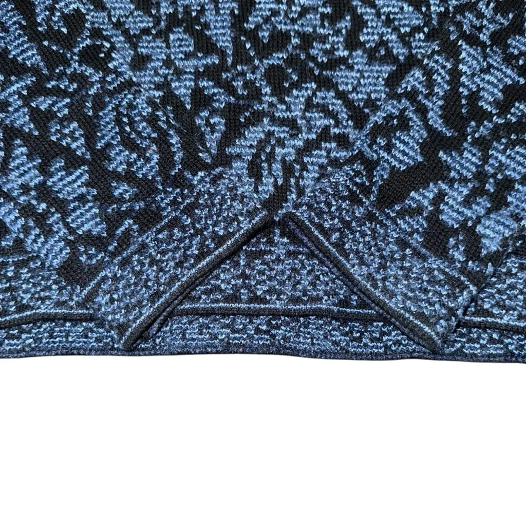 Vintage Lizwear Abstract Knit Sweater Y2K 90s Black Blue Retro Womens Medium USA - Image 3