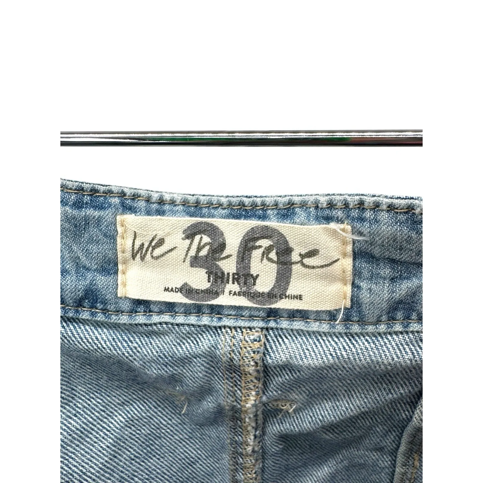We The‎ Free Paperbag Waist Denim Mini Skirt Size 30 Raw Hem Belted High Rise - Image 6