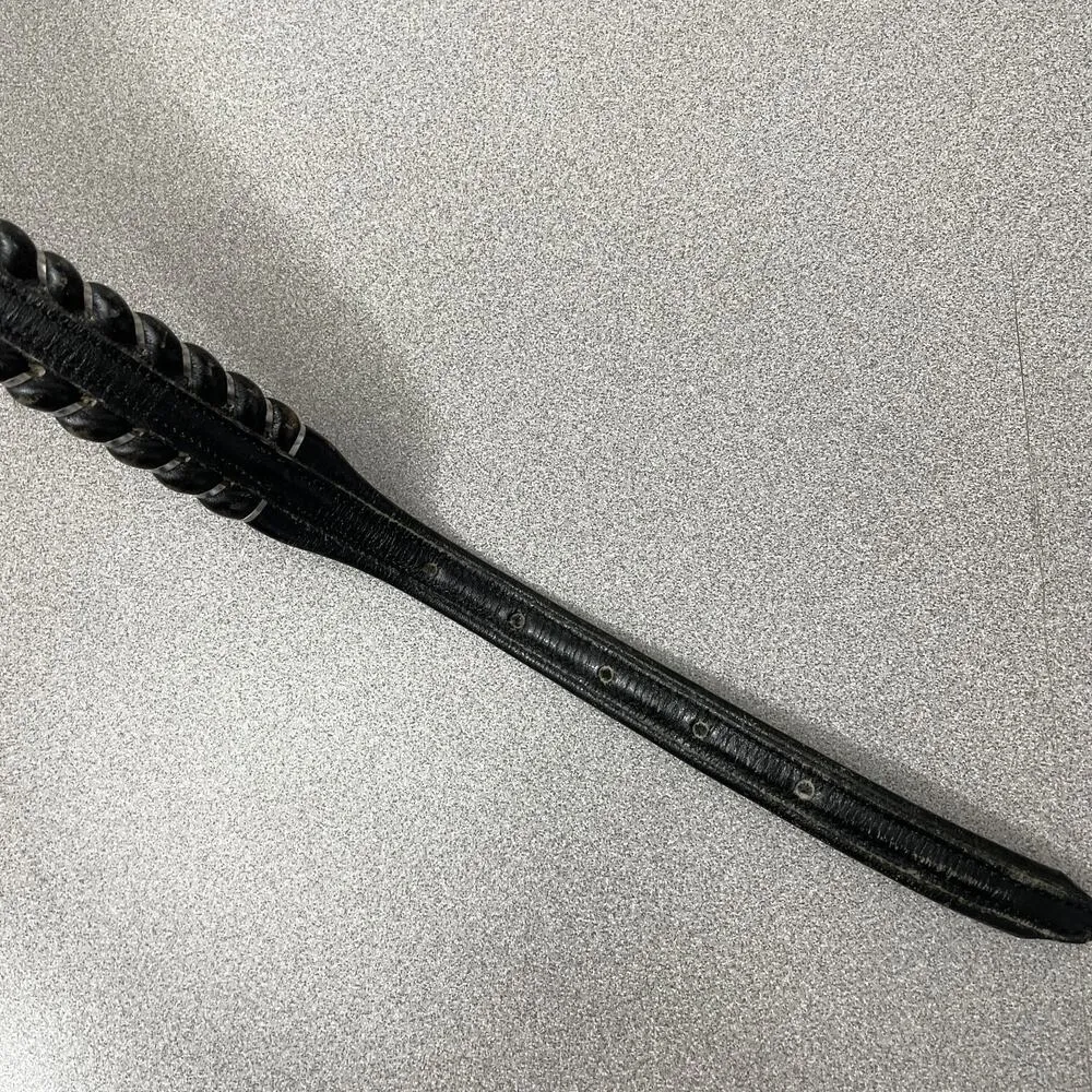 Nocona Womens Black Leather Belt 28 Silvertone Buckle 1.25in Rope Metallic USA - Image 5