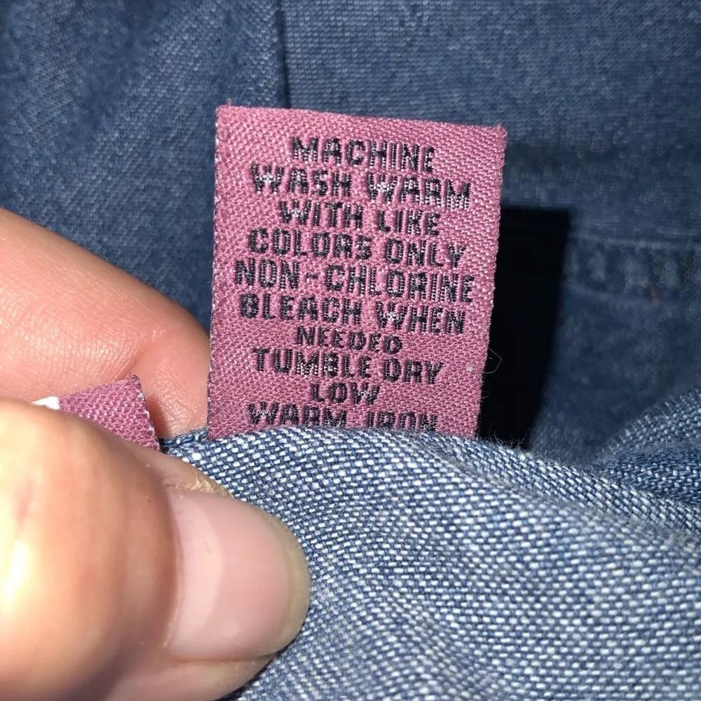 Premier International Vintg Blue Denim Pintuck Long Sleeve Button Front Shirt M Size M - Image 10