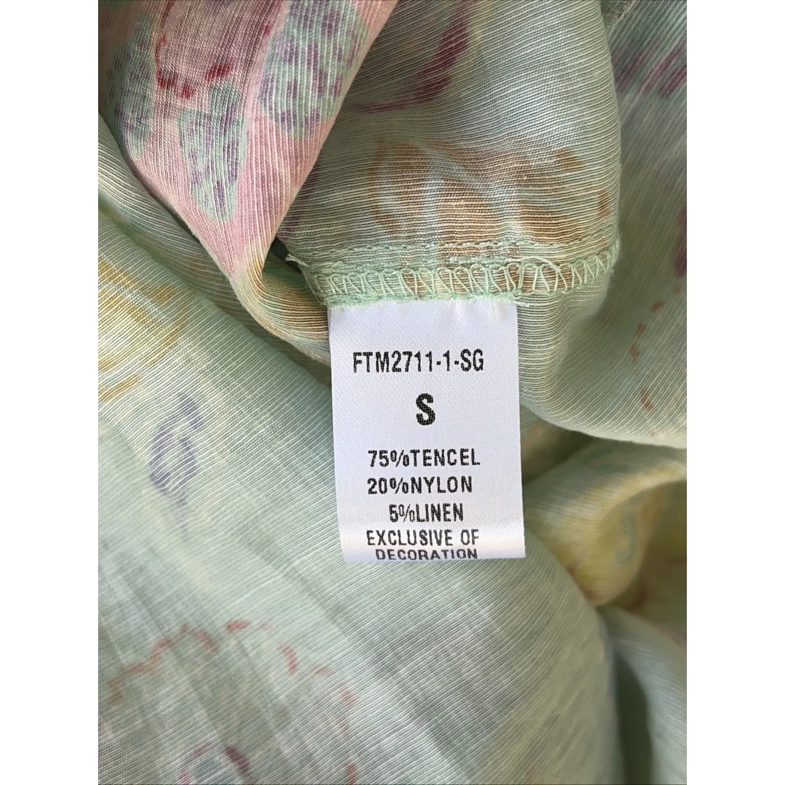 Finn Floral Flower Vneck Tencel Nylon Linen Blend Blouse Top Shirt Small NEW NWT Blue - Image 8