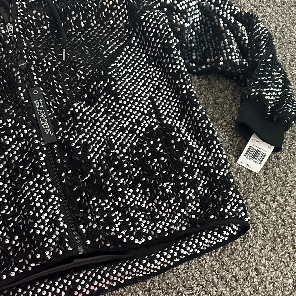 Blank NYC Black Sequin Fur Zip Jacket - Image 2