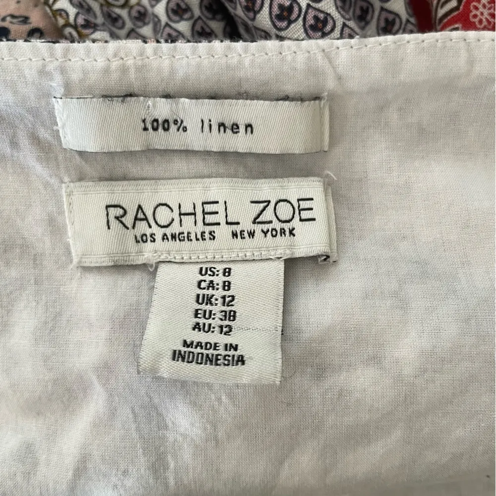 Rachel Zoe 100% Linen Paisley Bandana Boho Patchwork Print Midi Sun Dress 8 - Image 4