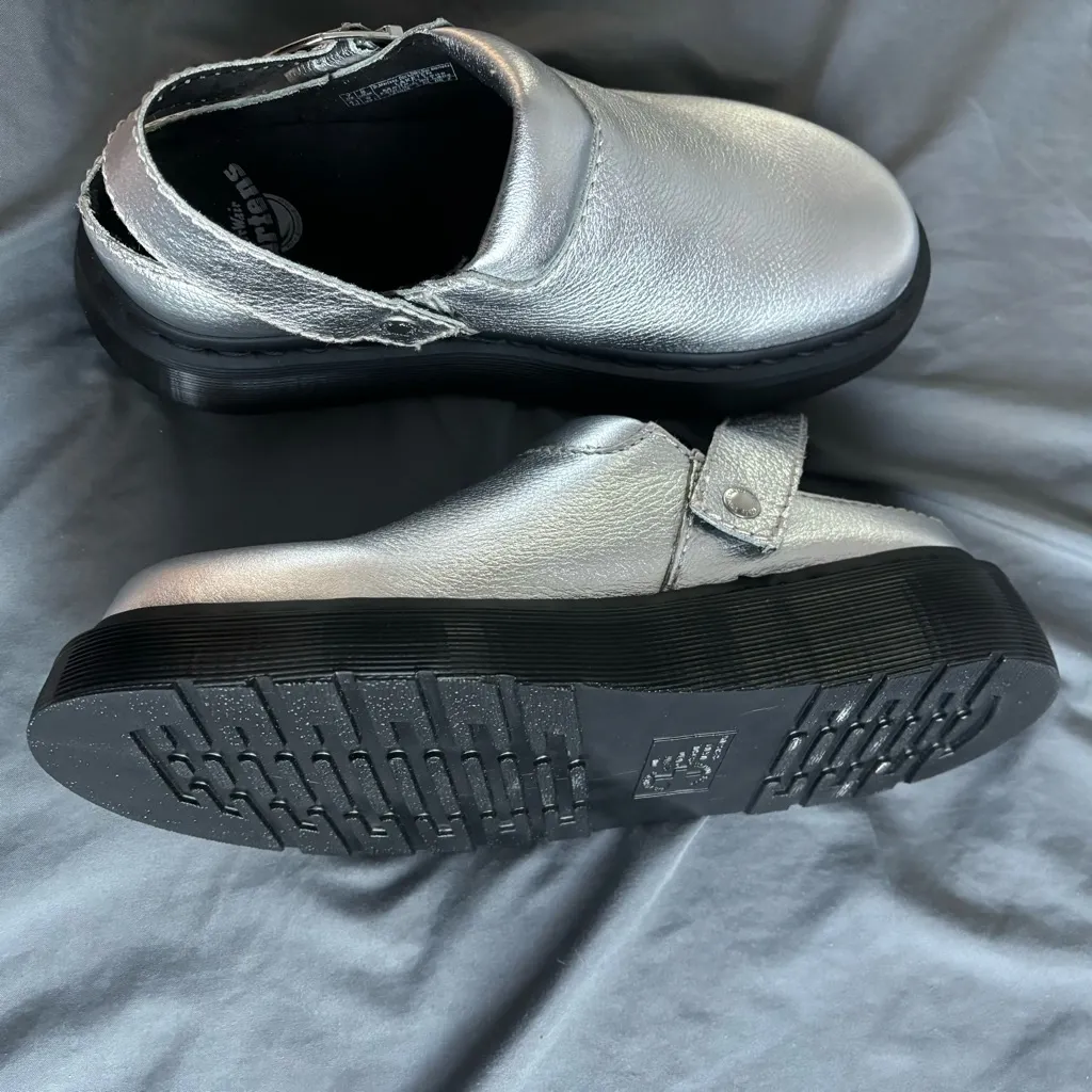 Dr. Martens Silver Lakaten Clog Slip Ons - Image 5