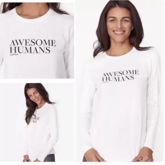 FIGS Underscrub Long Sleeve T Shirt Womens S White Awesome Humans Wear Figs - Image 2