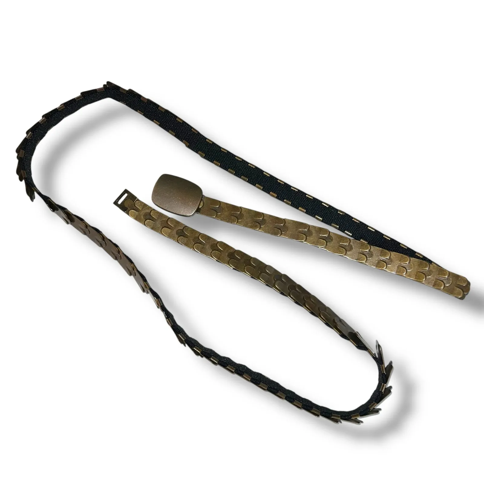 Vintage Womens Scale Serpentine Belt Stretchy Bronze Retro Fashion Statement - Image 2