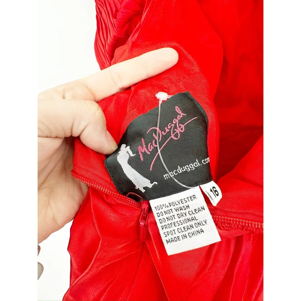 Mac Duggal 49333 Cherry Red Soft Tie Halter Neck High Slit Gown Size 16 NWT - Image 6