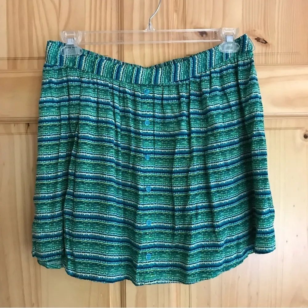𝅺Mossimo Supply Co. abstract tropical tribal Striped Rayon mini Skirt Size XL - Image 7