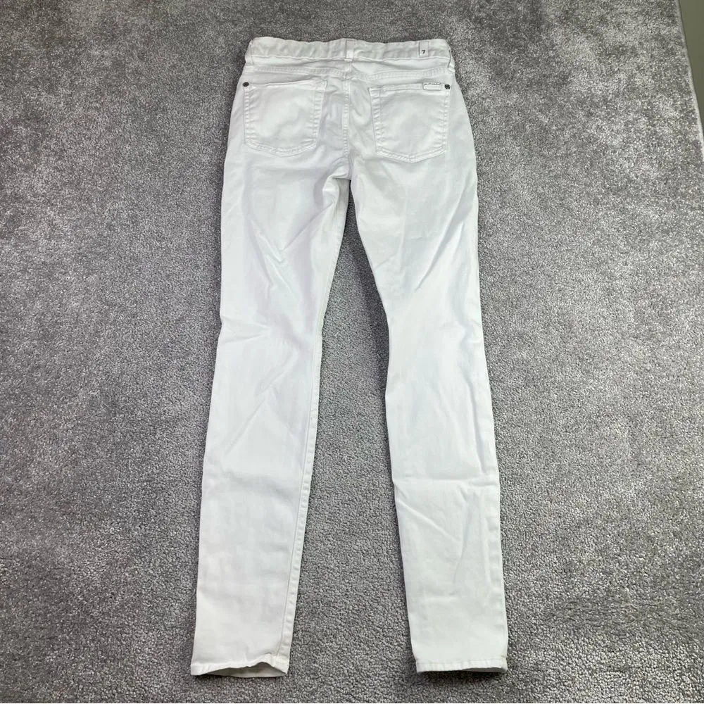 7 For All Mankind Jeans Women’s 27 White Skinny Low Rise Stretch - Image 3