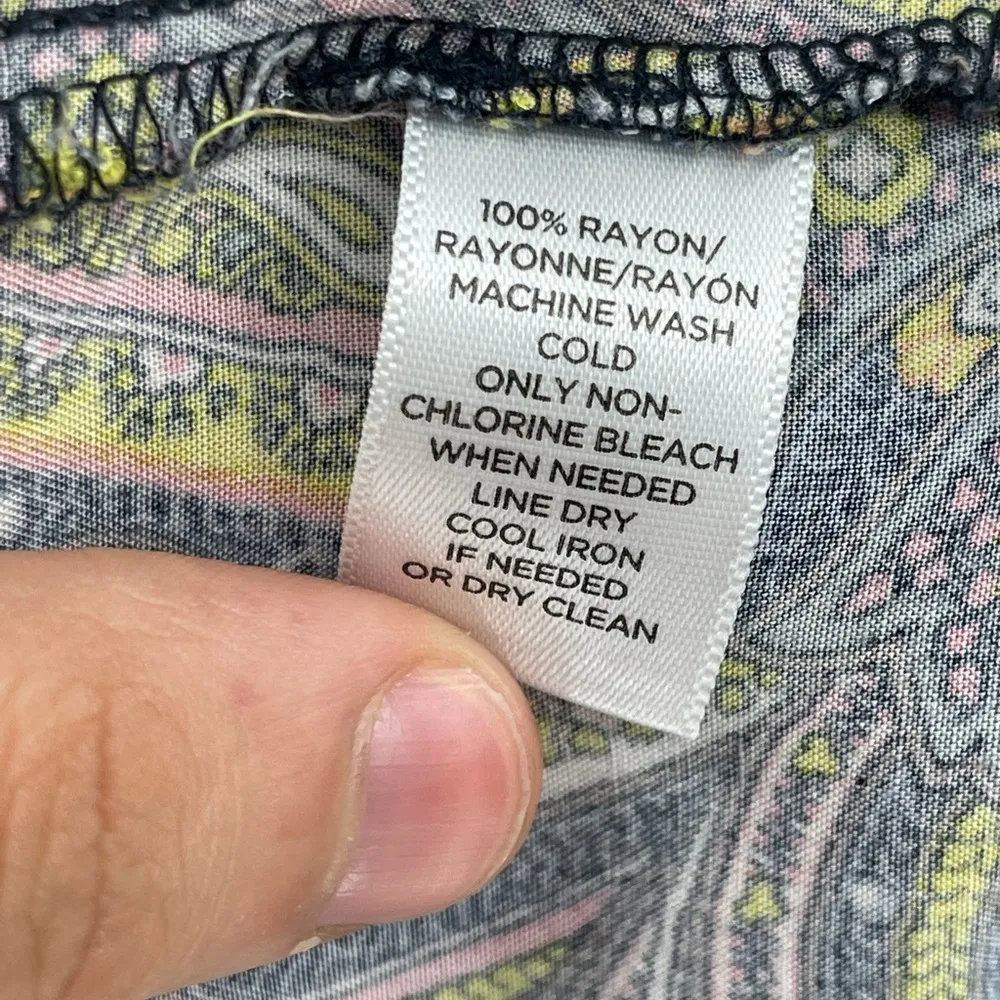 Multicolor Paisley Print Button Down Blouse Small - Image 7