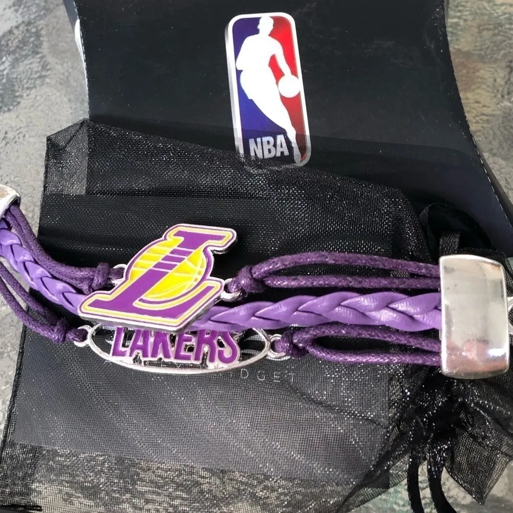 Ashley Bridget x NBA LA Lakers Purple White Braided Bracelet NEW 3 Layer Rope - Image 2