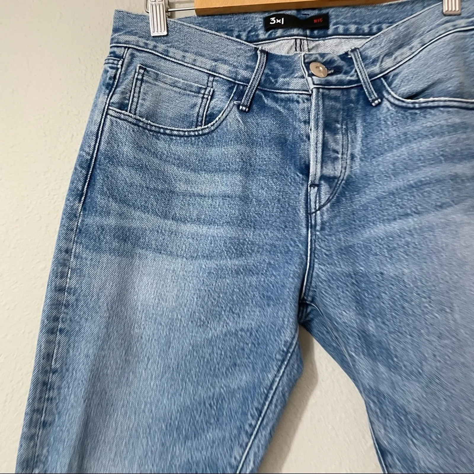 3X1 Light Wash Straight Leg Fringe Ankle High Rise Jeans  Womens 25 Blue Denim - Image 8