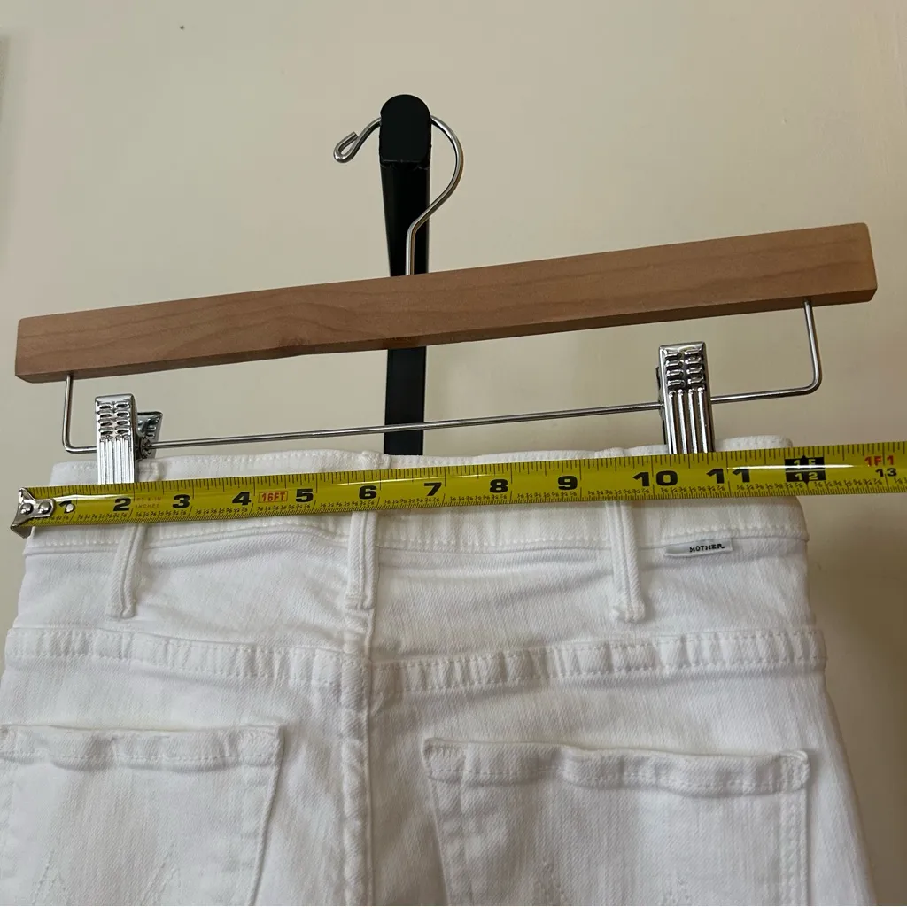 MOTHER Hustler Ankle Fray Bootcut Jeans Flare White Denim Raw Hem $228 NEW Sz 24 - Image 11