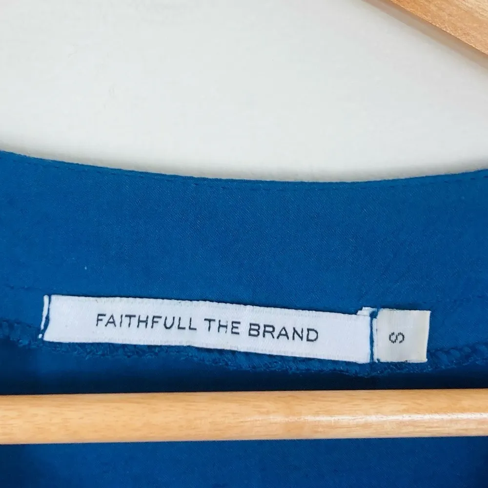 Faithfull the brand navy blue Shrimpton lace up, drawstring waist shirt. Small - Image 3