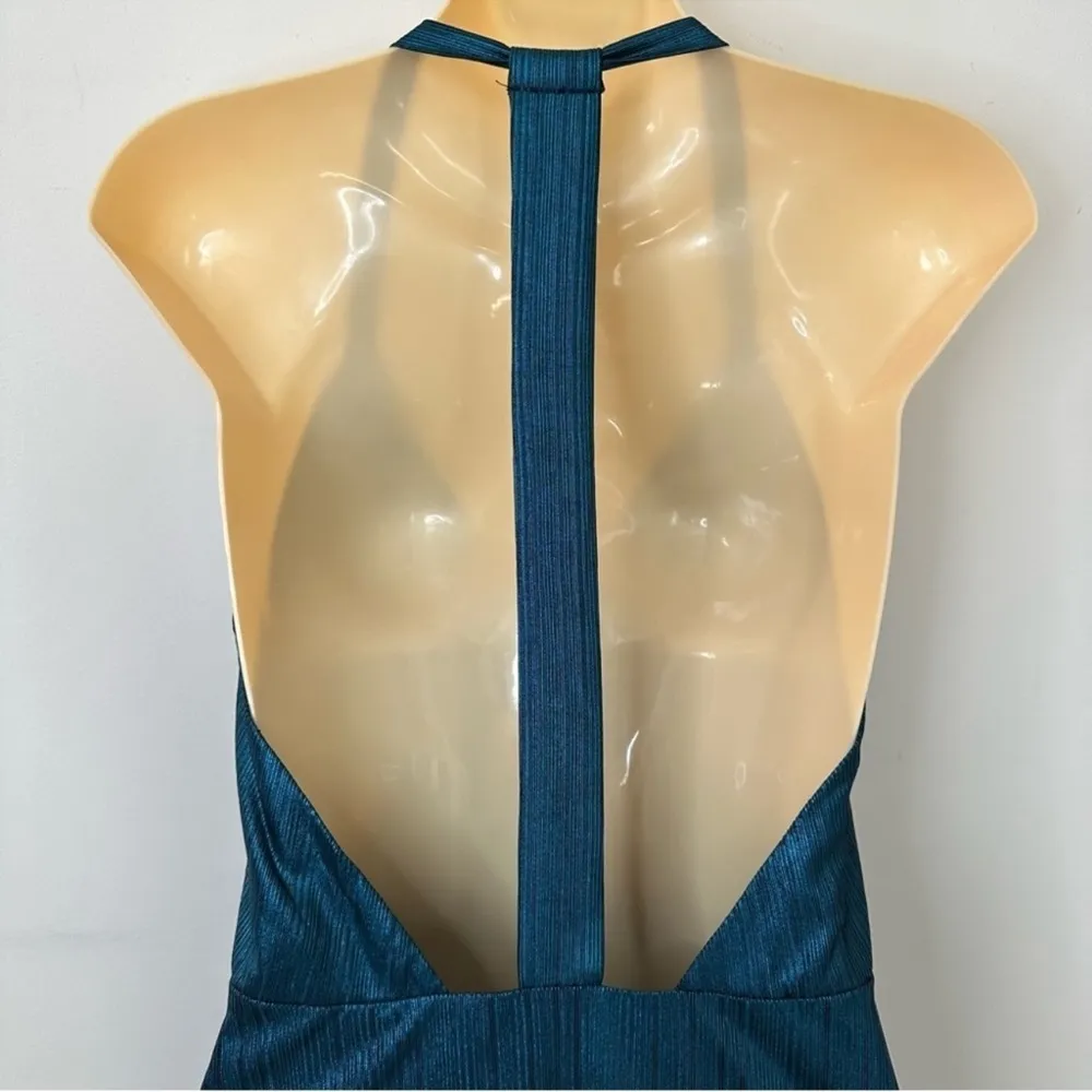 Revolve NBD X NAVEN Blue Metallic Halter Dress - Image 6