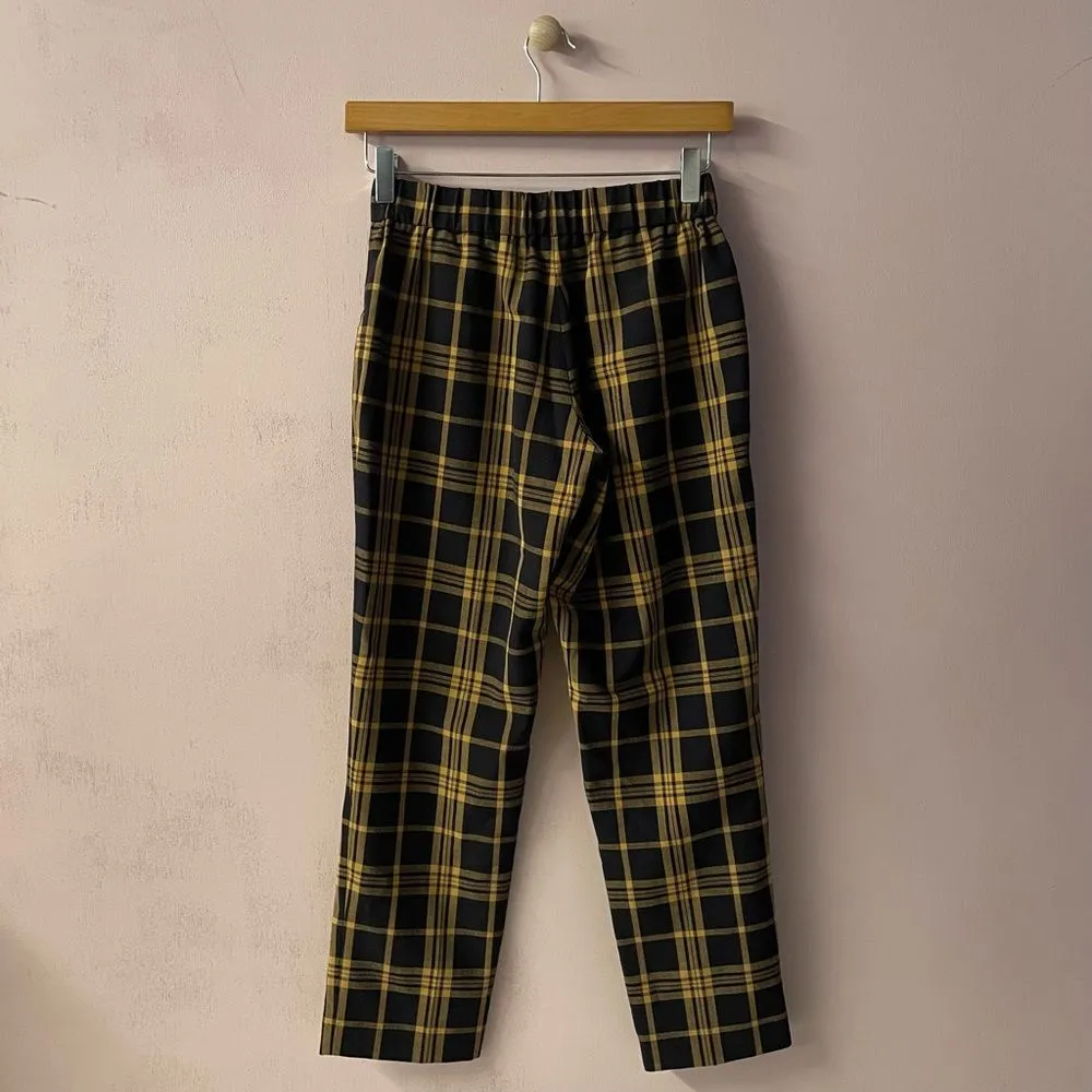 Aritzia Wilfred Darontal Black/Yellow/Dark Wine Plaid Pants Sz 00 24” Waist EUC - Image 10