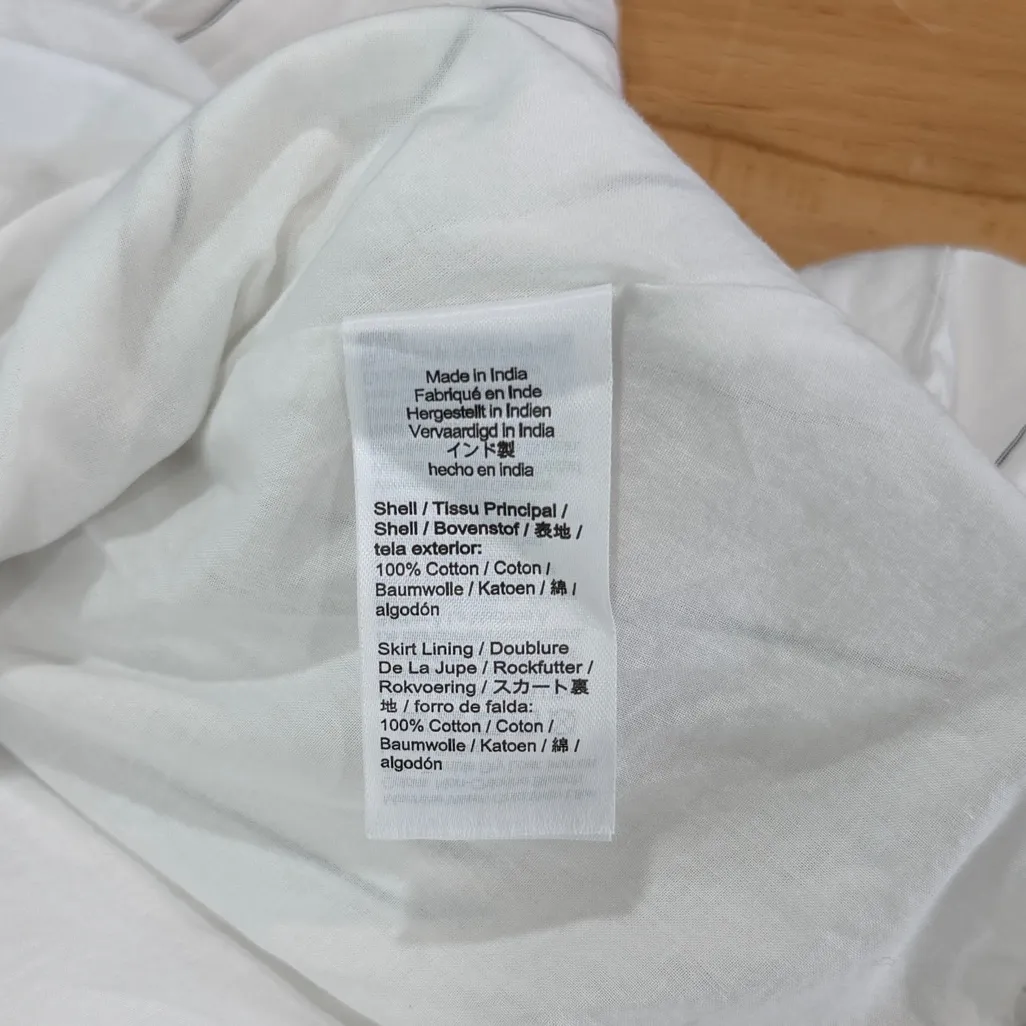 Madewell Bubble Hem Mini Shirtdress in Pinstripe Poplin In White NWT Size Large - Image 7