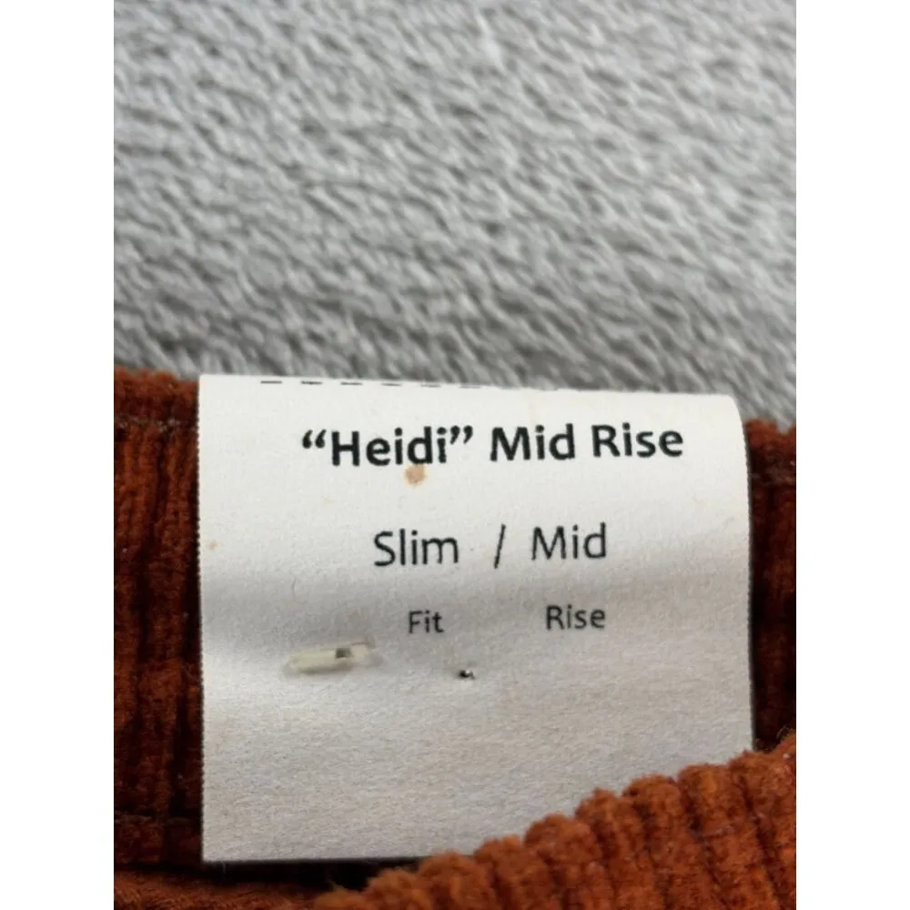 Tractr Blu Heidi Mid Rise Slim Fit Corduroy Pants Rust Orange  Flare leg NWT - Image 6
