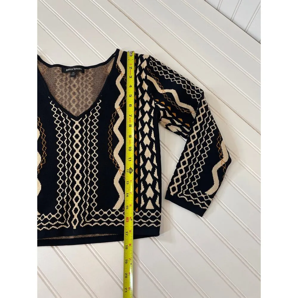 Jealous Tomato Black Cropped V-neck 3/4 Sleeve Pullover Top Size M - Image 5