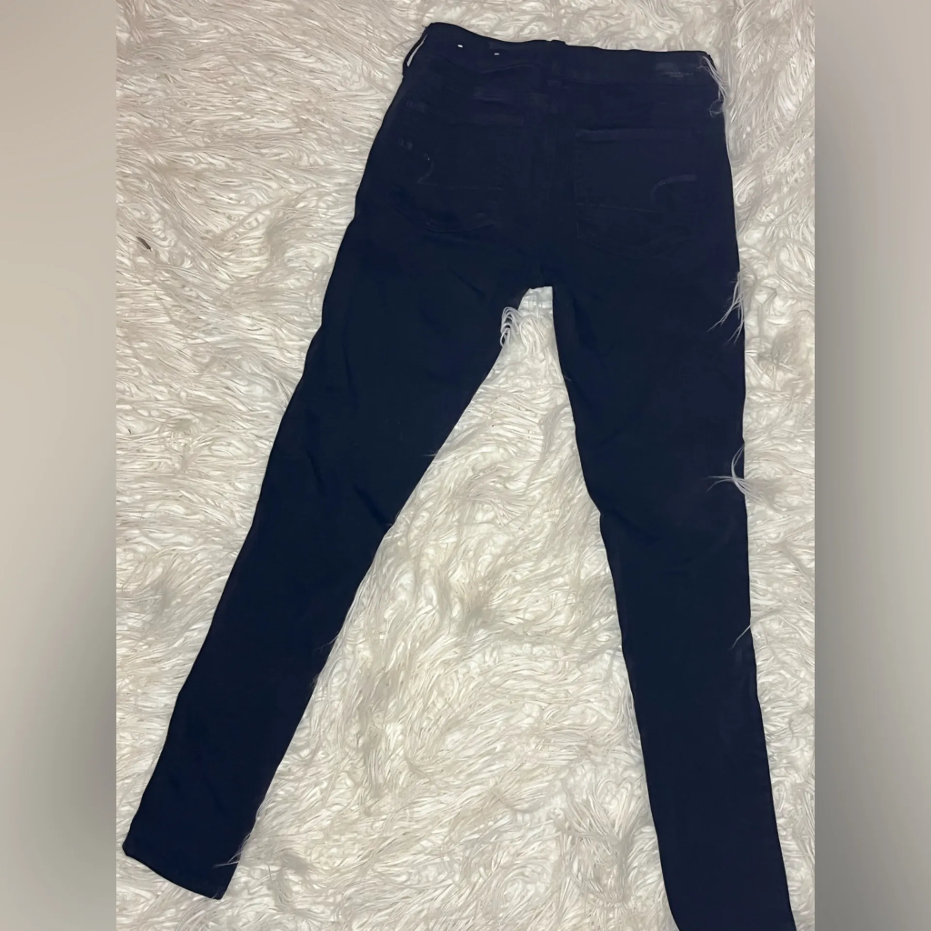 American Eagle super super stretch jegging distressed black denim sz 4 regular - Image 4