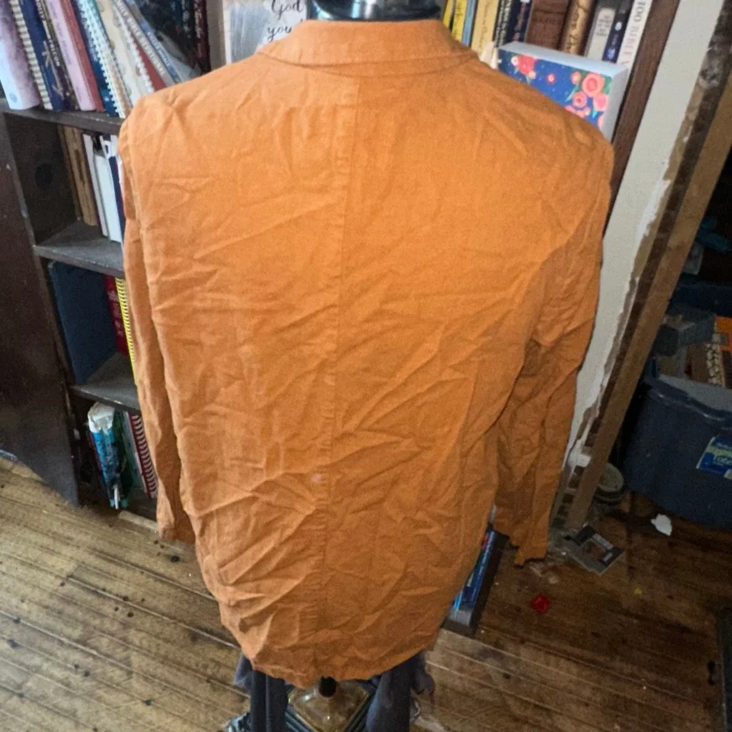Old Navy  linen blend elevated basics minimalist L orange jacket - Image 2