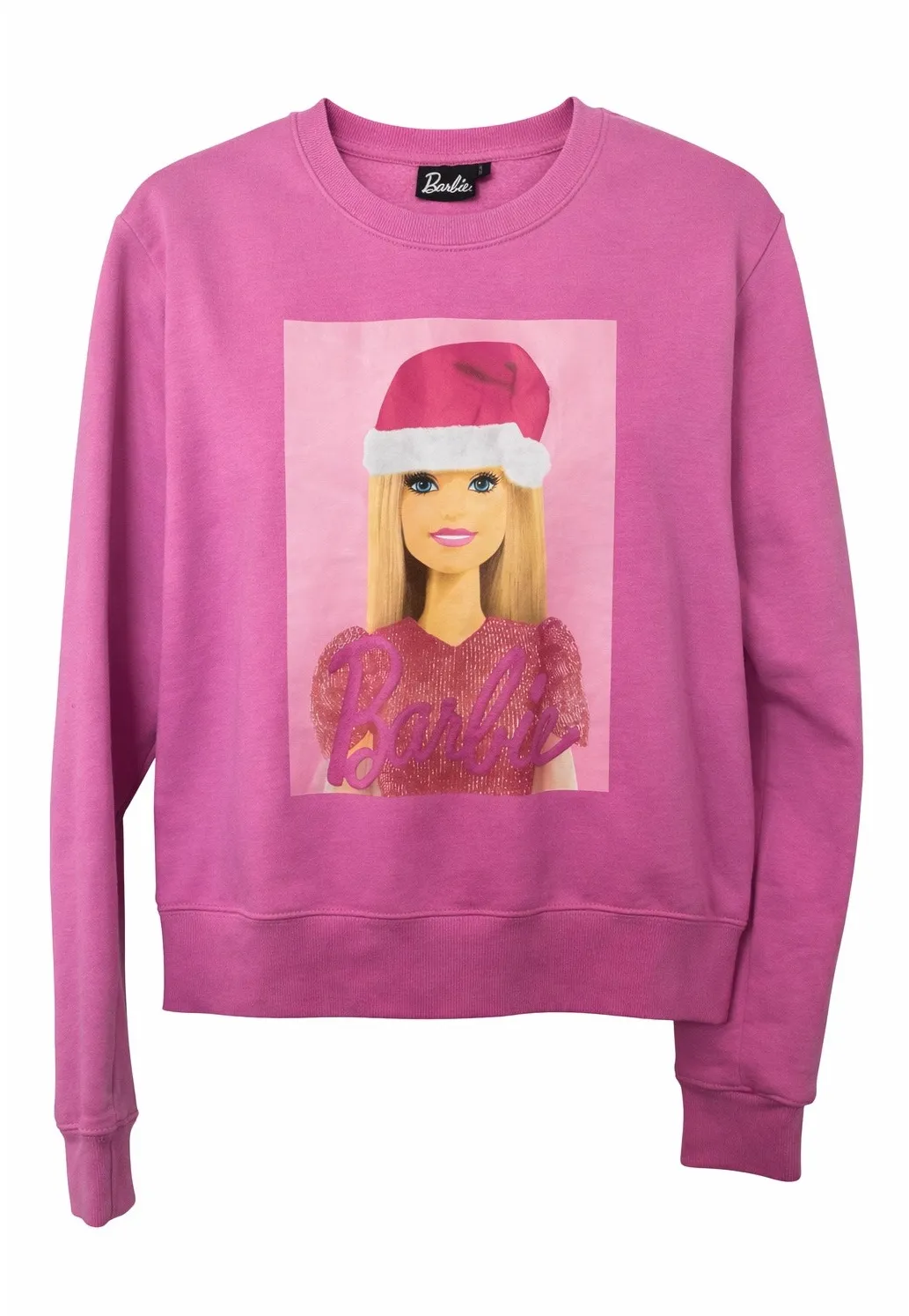 Barbie Pink Christmas Graphic Cropped Sweatshirt | Tag L Holiday Crewneck Size L - Image 1