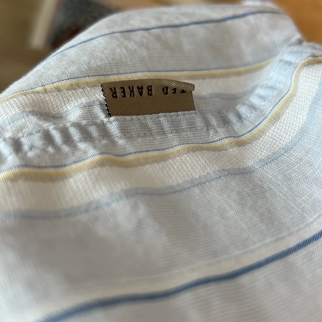 Ted Baker Stripe Button Up Collar Short Sleeve Blouse Shirt Top, 4 - Image 6