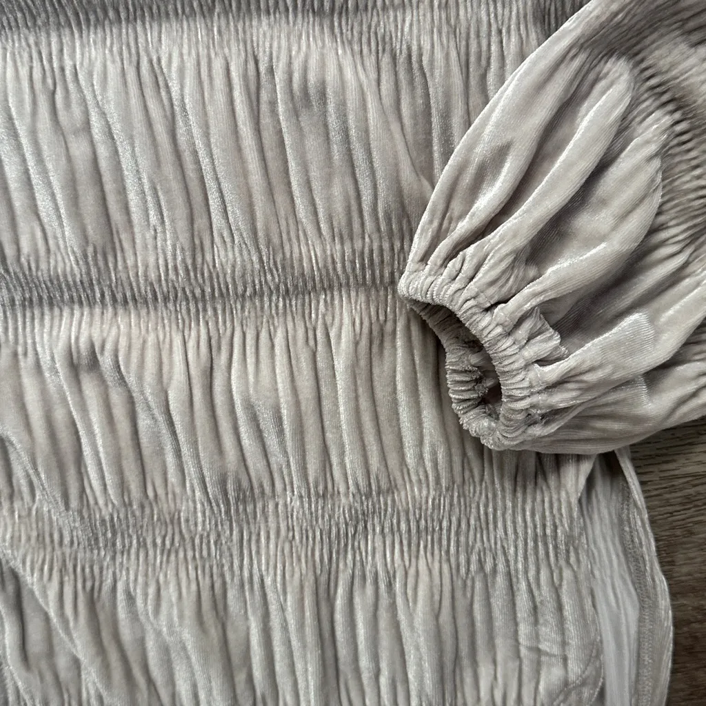 Free People Gray Velvet Button Down Shirt Size Small My Best Top Oversized - Image 6