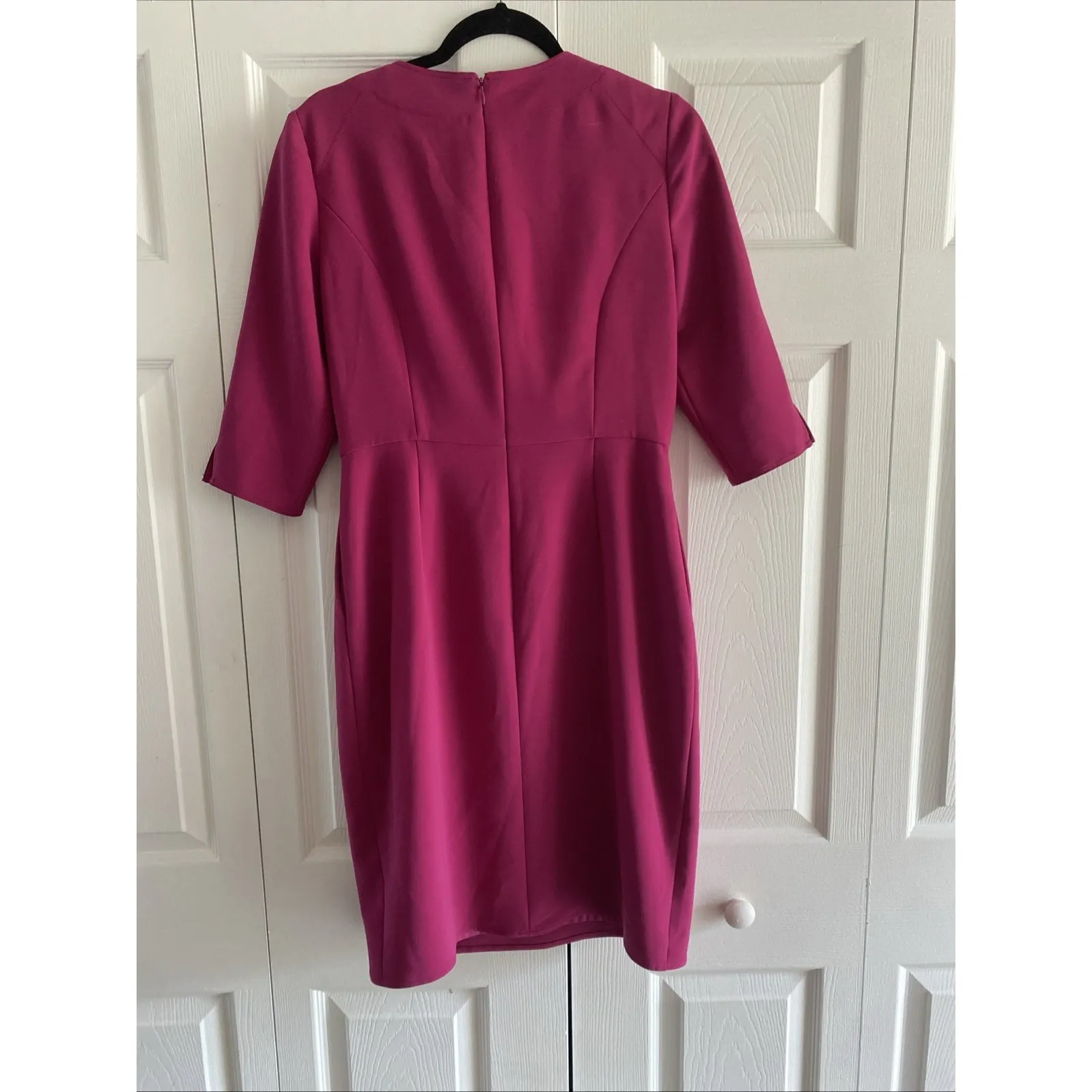 Kay Unger Womens 8 Fuscia Pink Dress Collared Corpcore Faux Wrap Career - Image 5